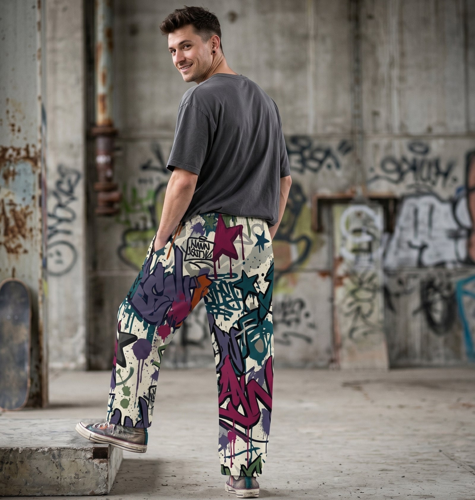 "Wall Claim" Cotton Wide-Leg Pants