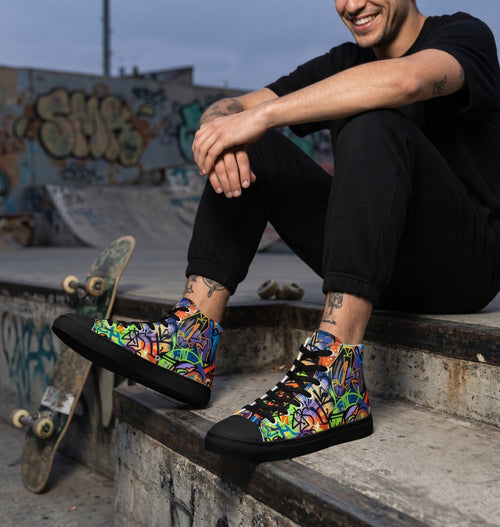 "Graffitie Sheet Men"  High Top Canvas