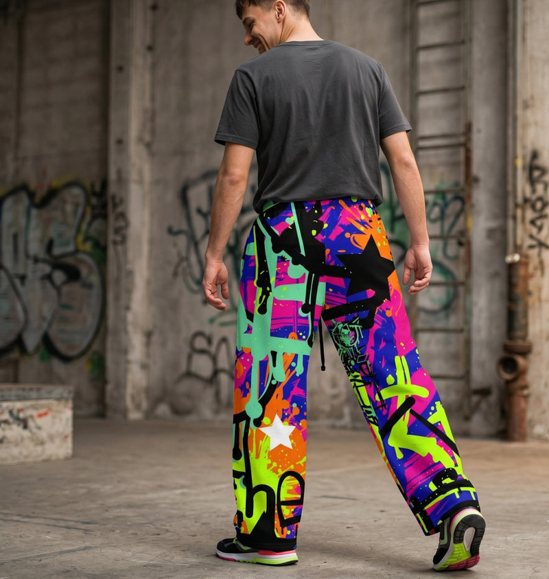 "Blackout Rave" Cotton Wide-Leg Pants