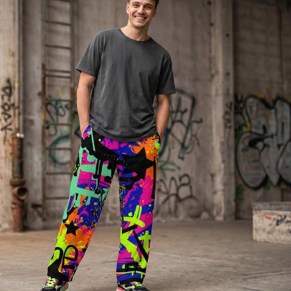 "Blackout Rave" Cotton Wide-Leg Pants