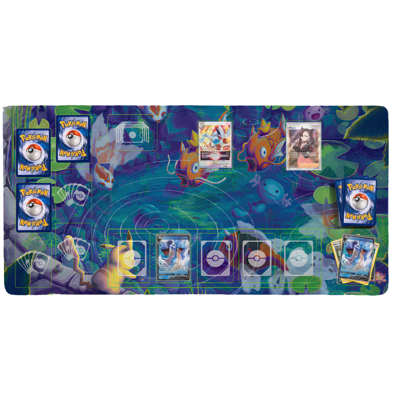 Pokémon-TCG-Spielmatte „Freunde am Teich“ – 84 × 44 cm