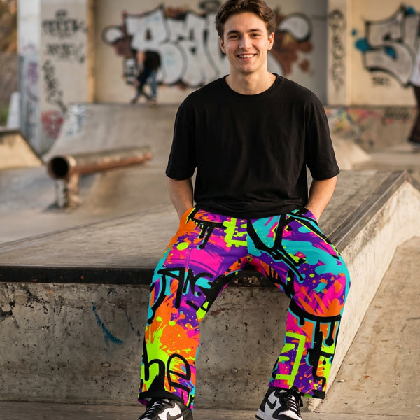 "Tag Storm" Cotton Wide-Leg Pants