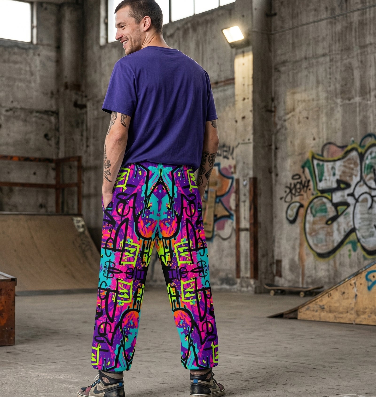 "Tag Storm" Cotton Wide-Leg Pants