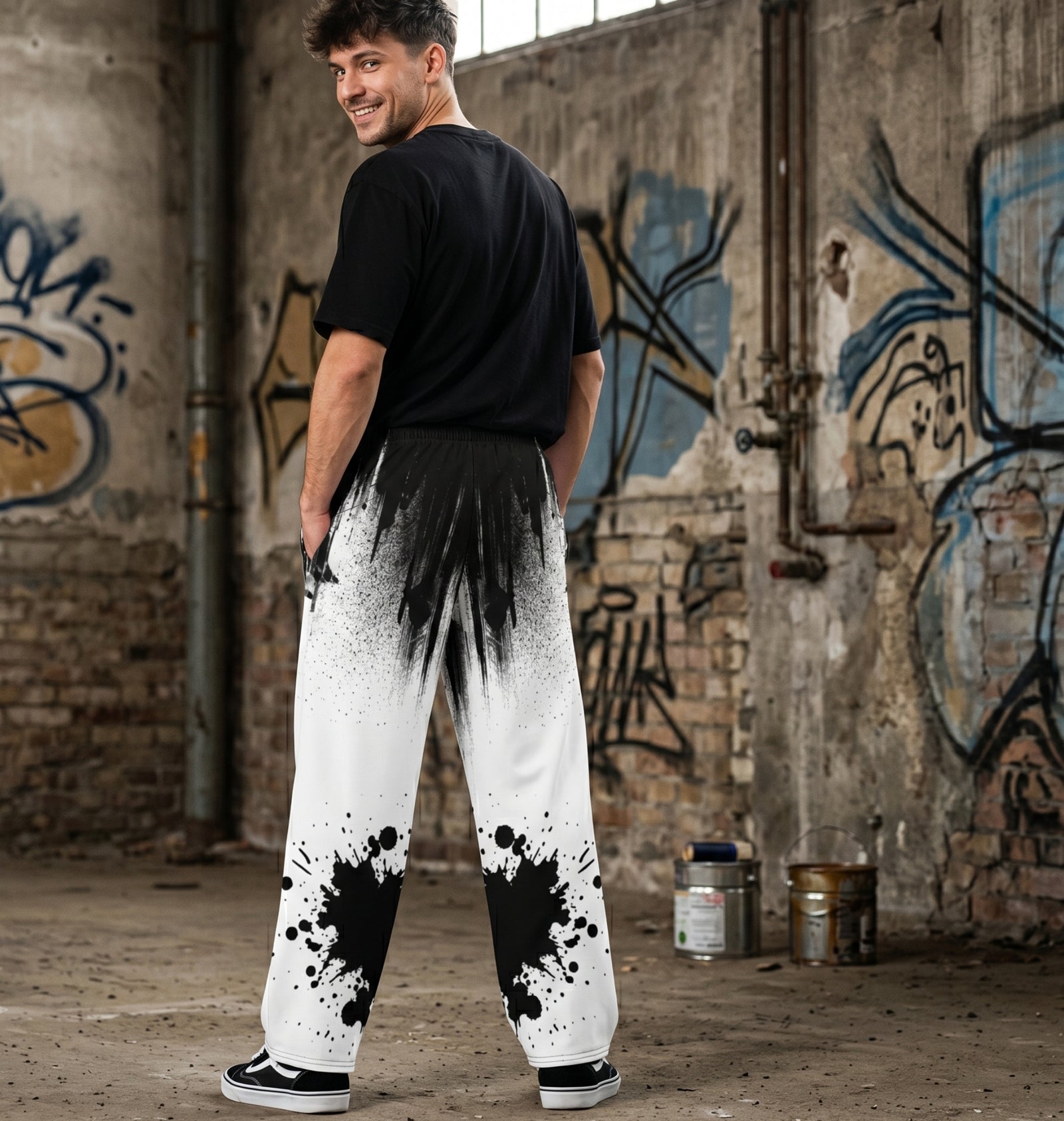 "Double Impact" Cotton Wide-Leg Pants