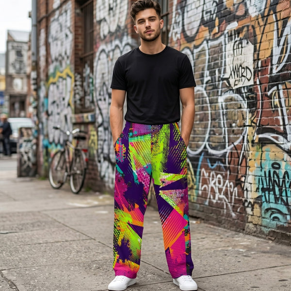 "Static Burst" Cotton Wide-Leg Pants