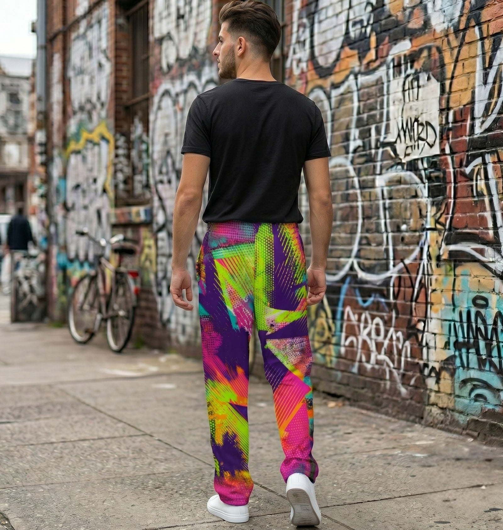 "Static Burst" Cotton Wide-Leg Pants