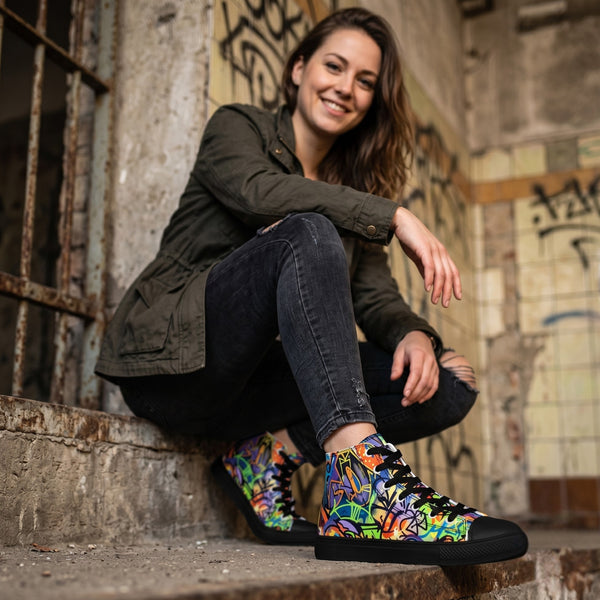 "Graffitie Sheet Women"  High Top Canvas
