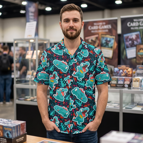 "Cozy Totodile" Button Shirt