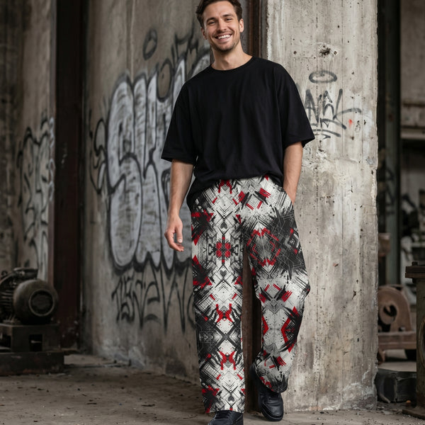 "The Graphic Language" Cotton Wide-Leg Pants