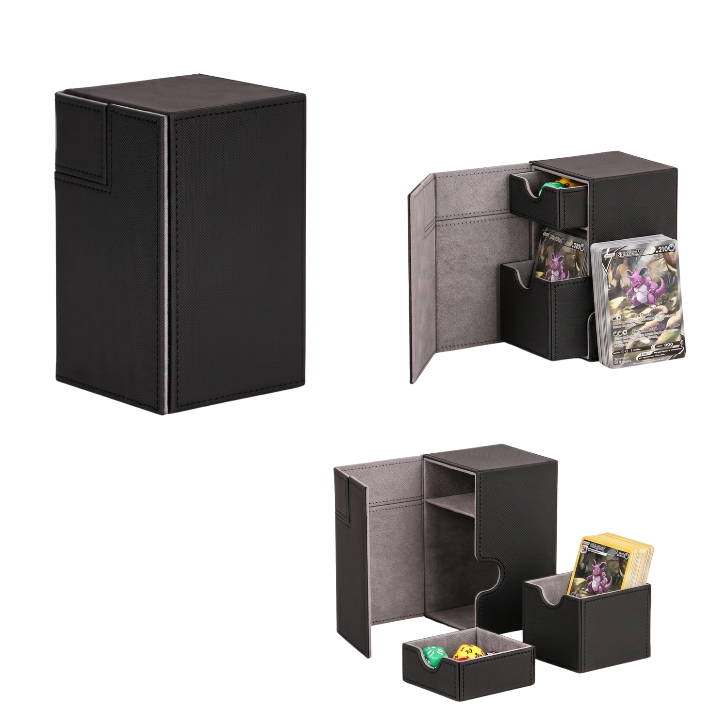 Premium TCG Deck Box & Integrated Dice Tray (100+ Cards)