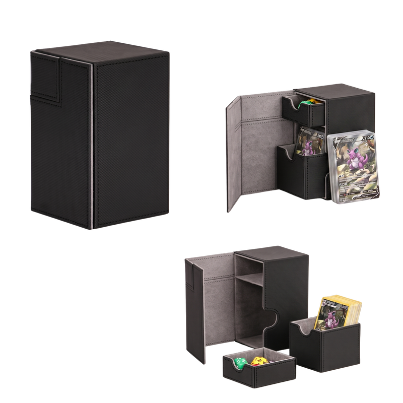 Premium-TCG-Deckbox mit integriertem Würfelfach (100+ Karten)