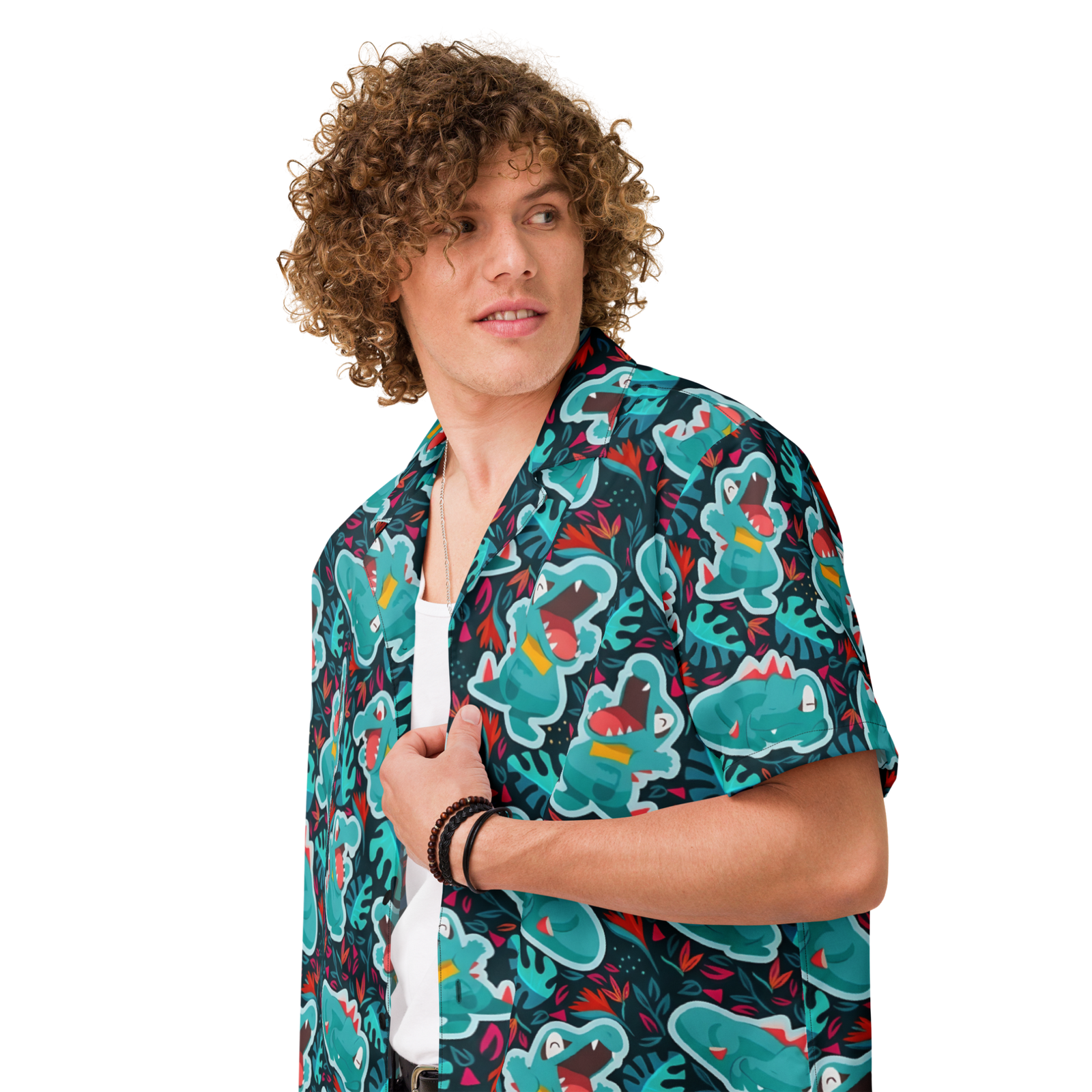 "Cozy Totodile" Button Shirt