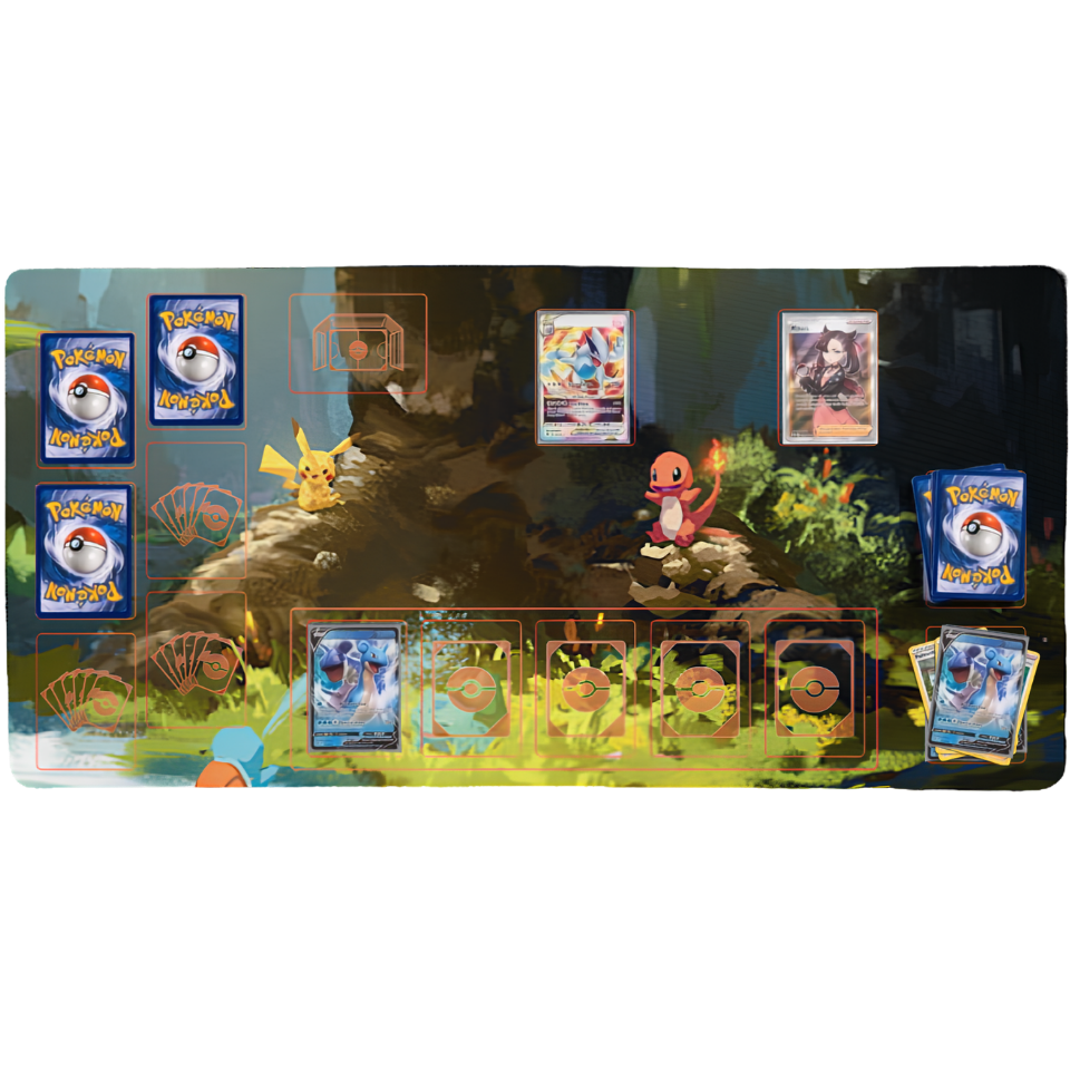 XXL Pkmn TCG Playmat "Starter Riverbank"  32″ × 17″ (84 × 44 cm)