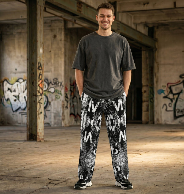 "Noise Signal" Cotton Wide-Leg Pants