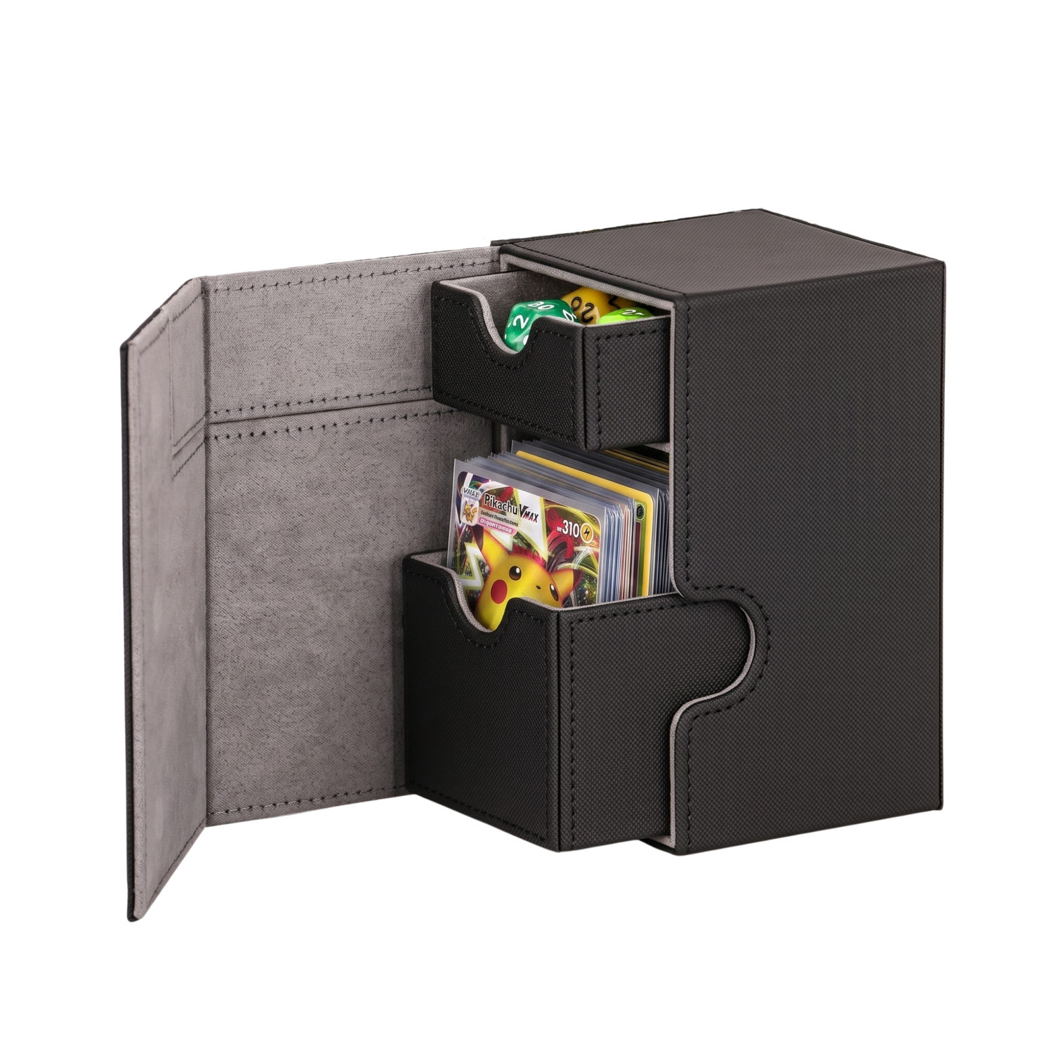 Premium TCG Deck Box & Integrated Dice Tray (100+ Cards)