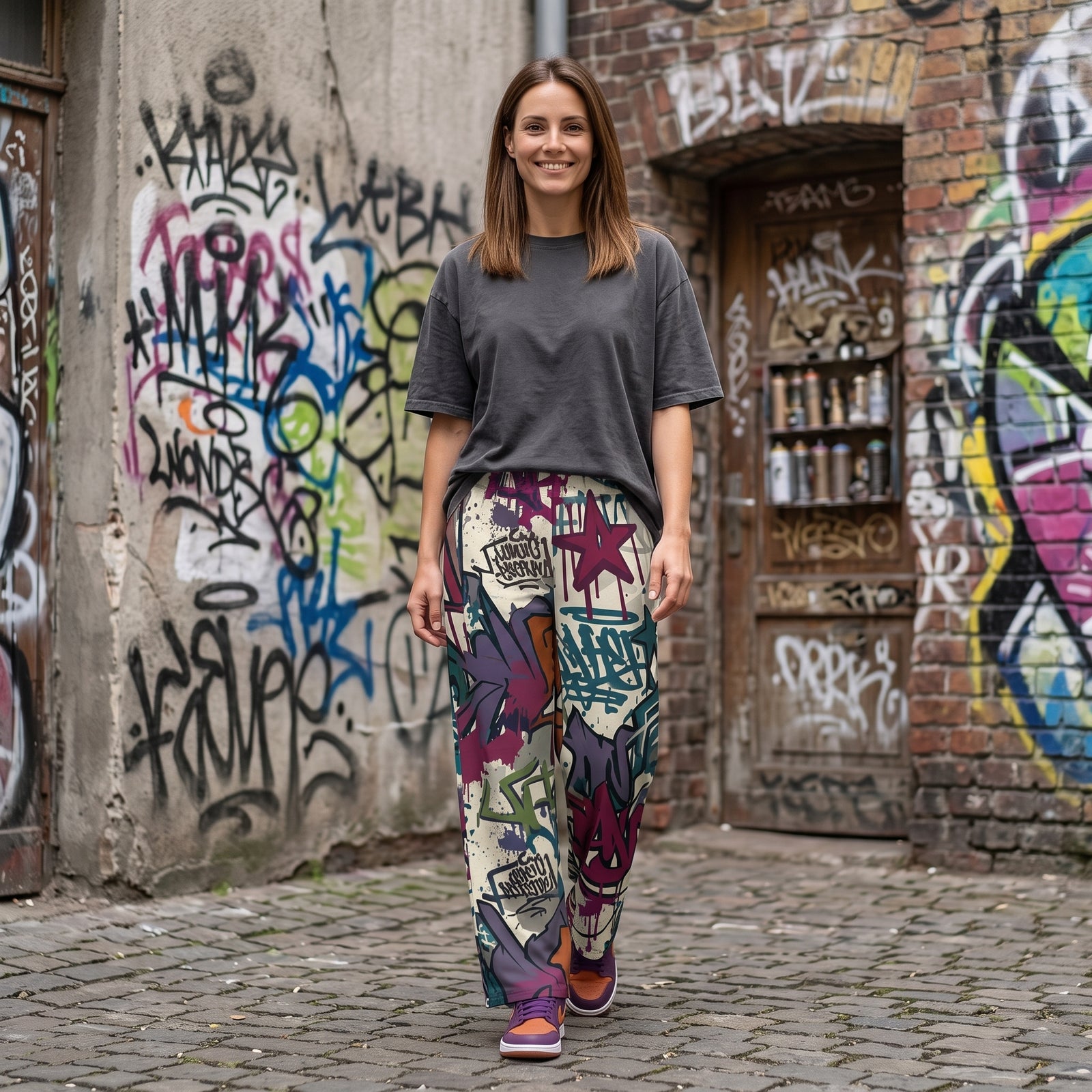 "Wall Claim" Cotton Wide-Leg Pants