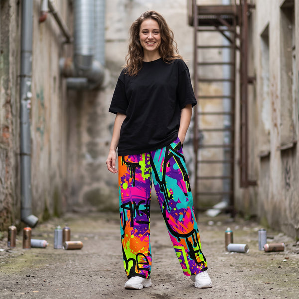 "Tag Storm" Cotton Wide-Leg Pants