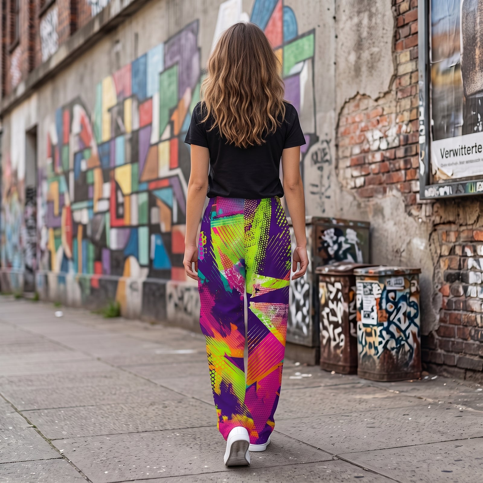 "Static Burst" Cotton Wide-Leg Pants