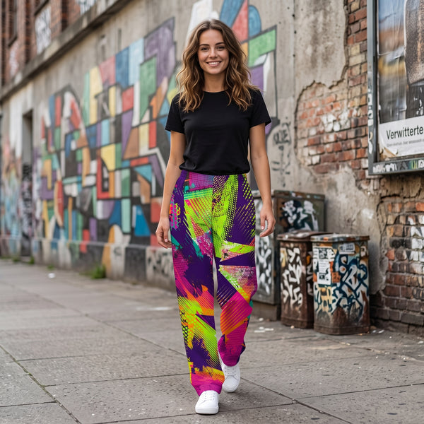 "Static Burst" Cotton Wide-Leg Pants