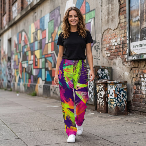 "Static Burst" Cotton Wide-Leg Pants