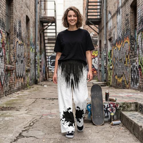 "Double Impact" Cotton Wide-Leg Pants