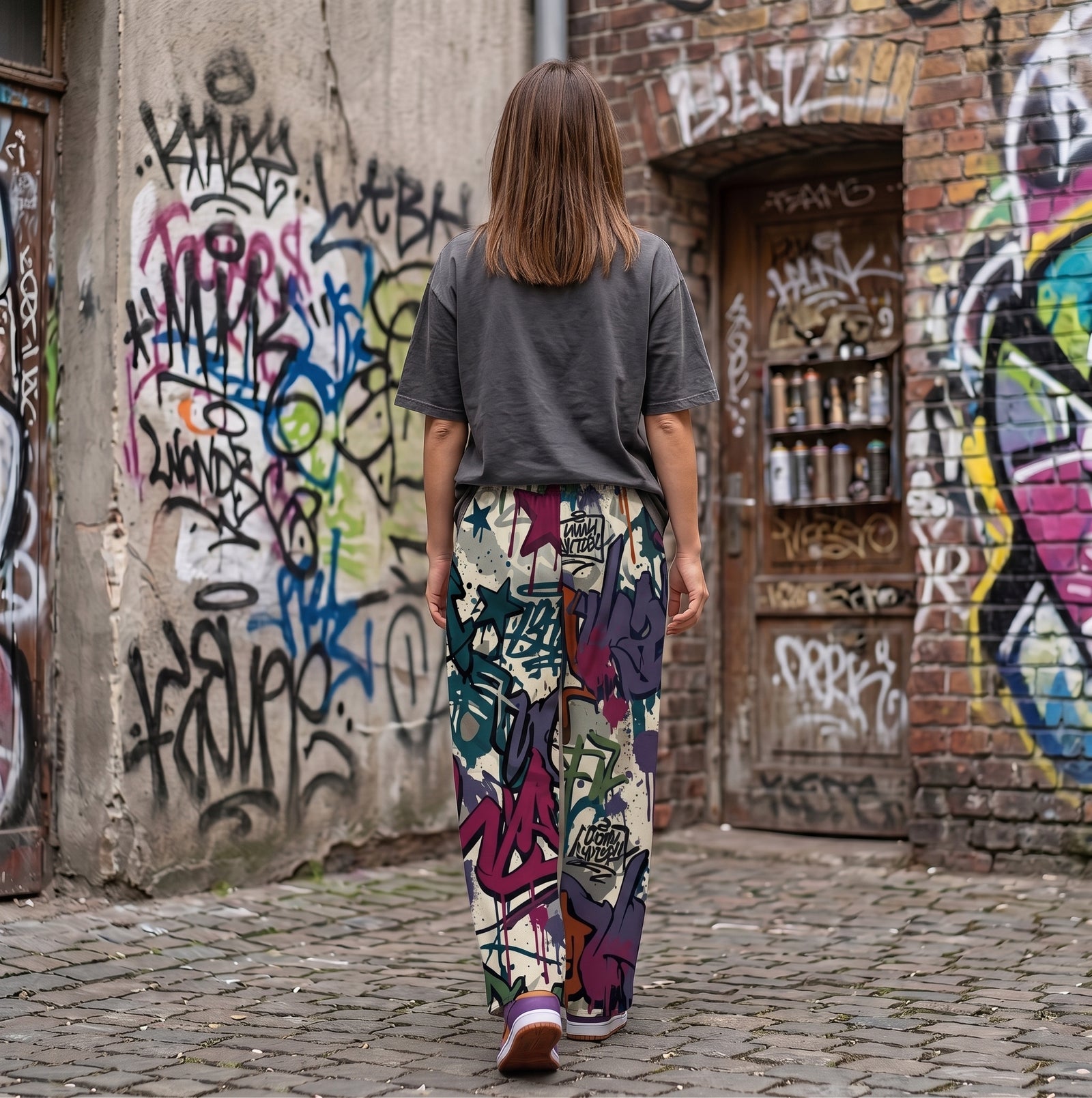 "Wall Claim" Cotton Wide-Leg Pants