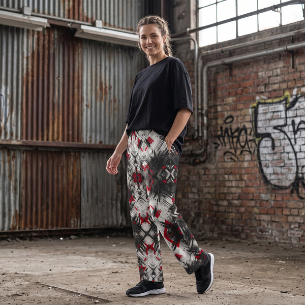 "The Graphic Language" Cotton Wide-Leg Pants