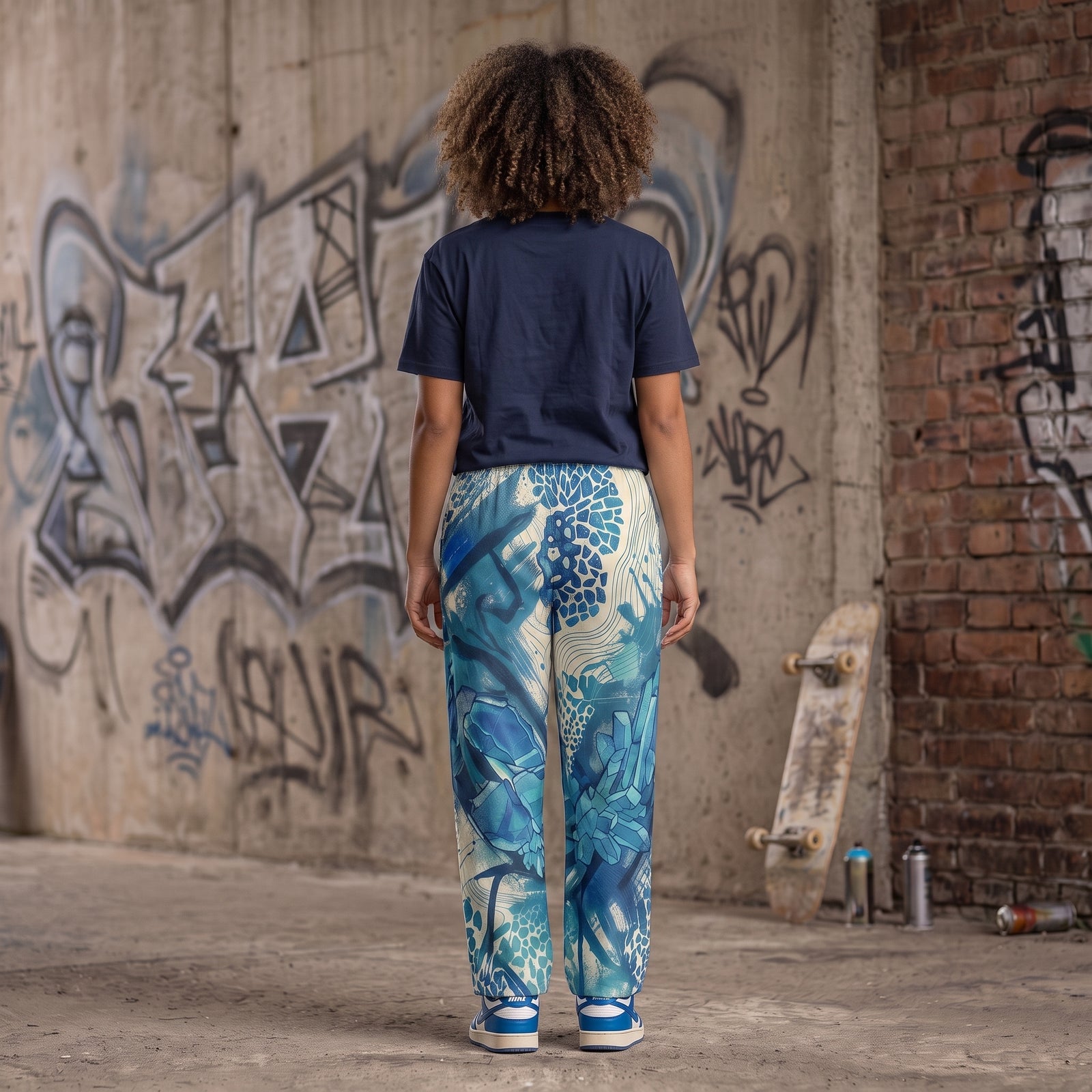 "Crystal Tide" Cotton Wide-Leg Pants