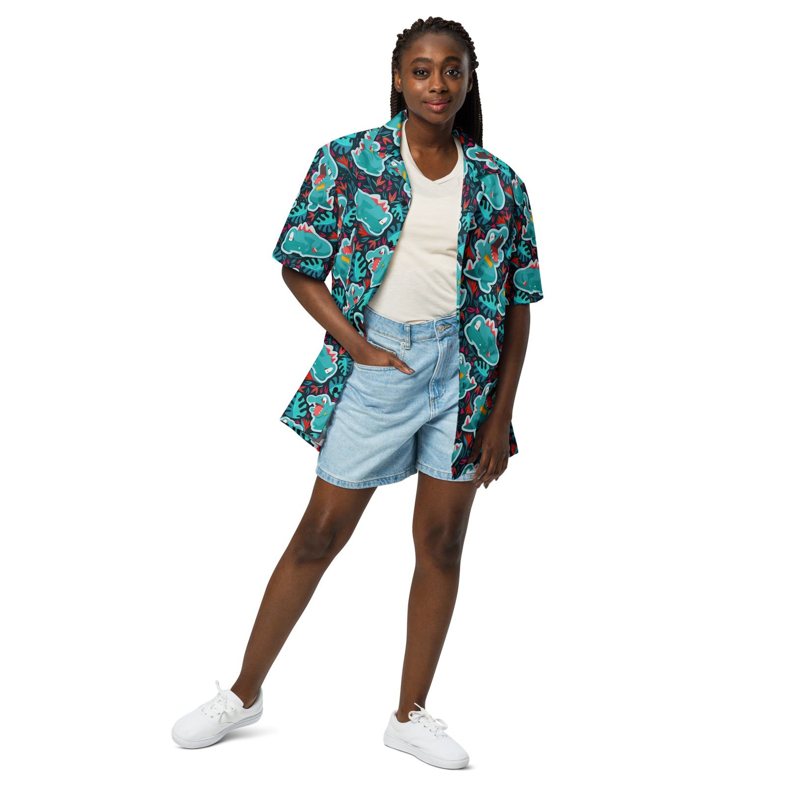 "Cozy Totodile" Button Shirt