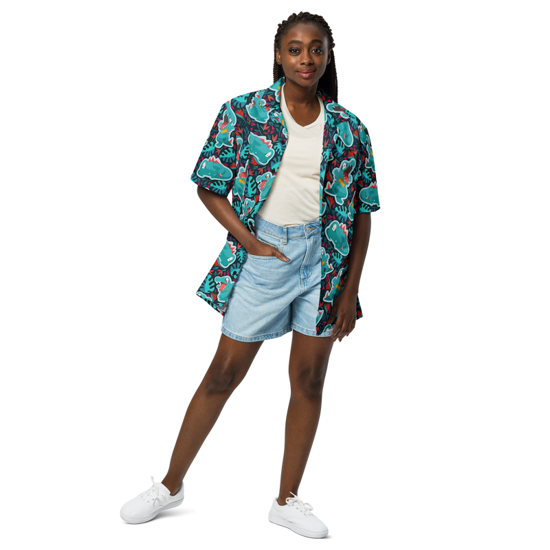 "Cozy Totodile" Button Shirt