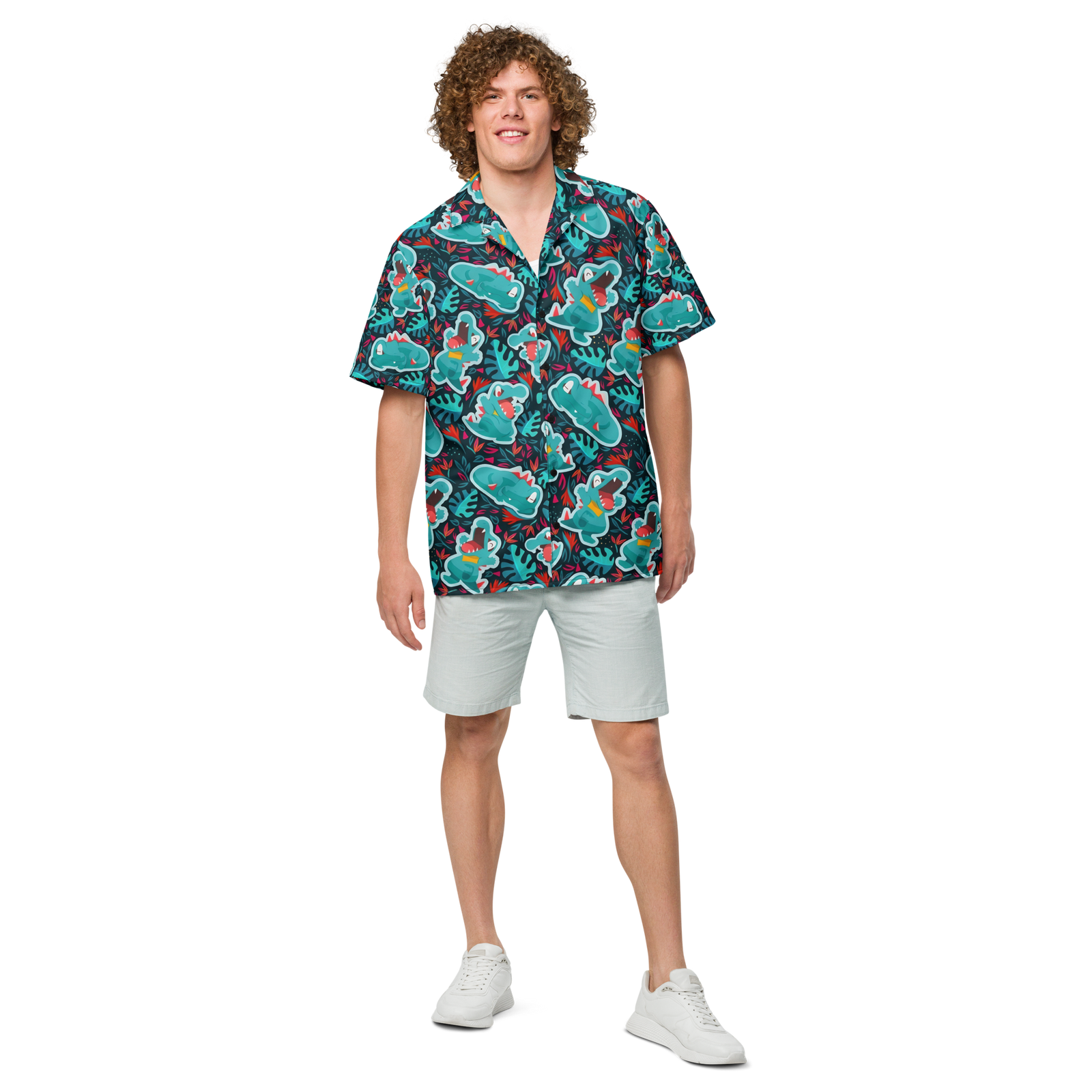 "Cozy Totodile" Button Shirt