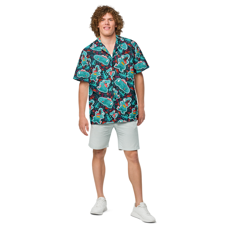 "Cozy Totodile" Button Shirt