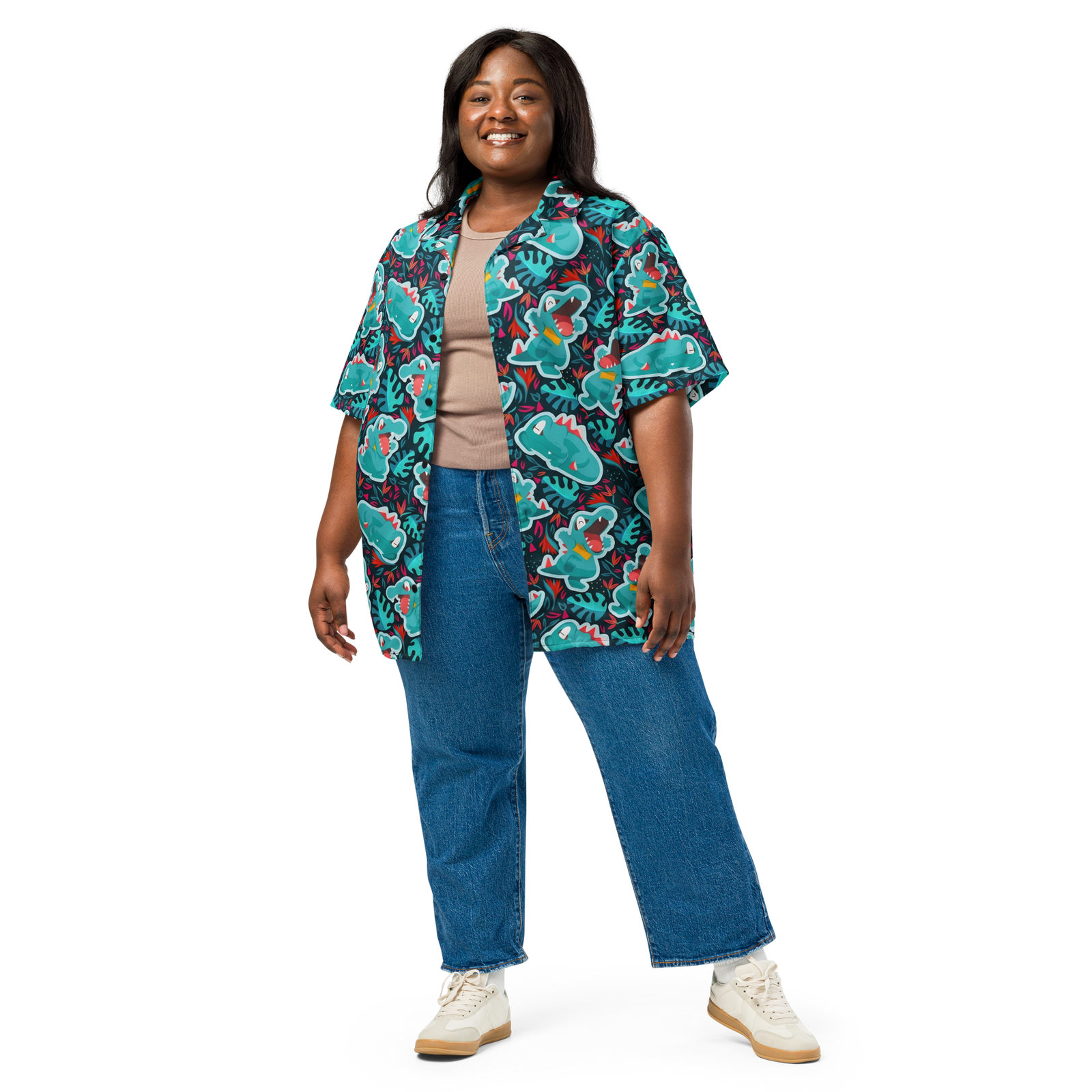 "Cozy Totodile" Button Shirt
