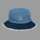 Distressed denim bucket hat „Lion“