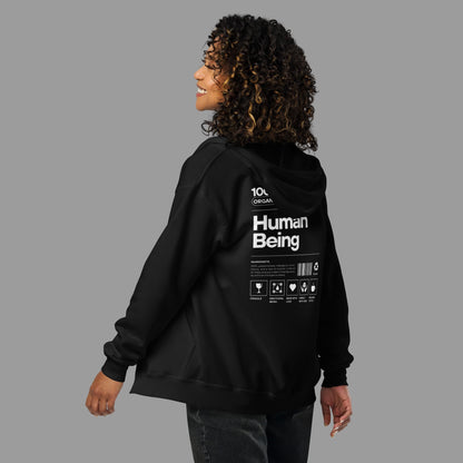 „100% Human Being“  Zip-Hoodie (S – 3XL)