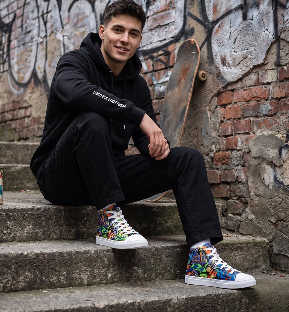 Urbanes Graffiti High-Top-Canvas-Sneaker